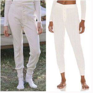 The Great. Sleep The Pointelle Long John Pajama Pants in White Sz L (3)